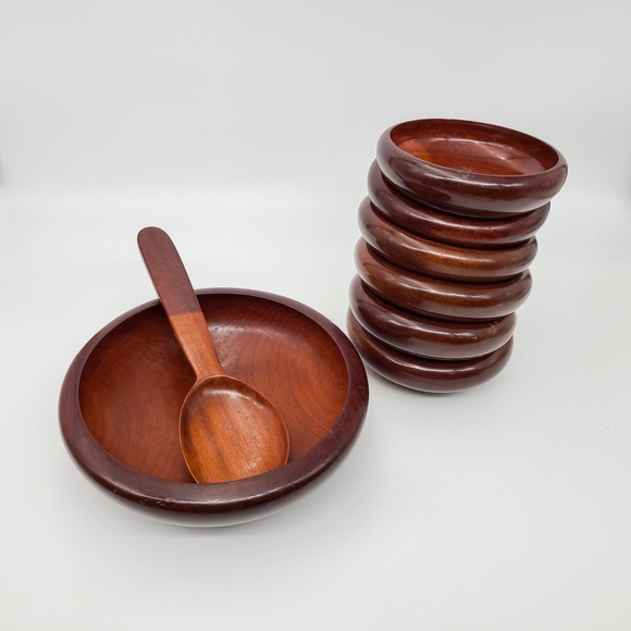 Mahogany Wooden Salad Bowl Spoon Set, Brown, Haiti - Picture 1 of 9
